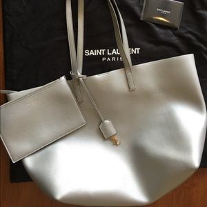 Saint Laurent East West Metallic Leather Tote